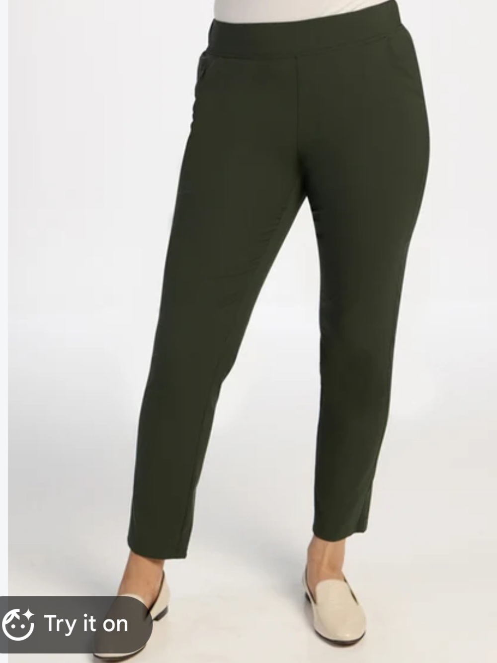 LOFT Fluid Taper Pants Ankle-Length Straight Leg Pants, Green XL